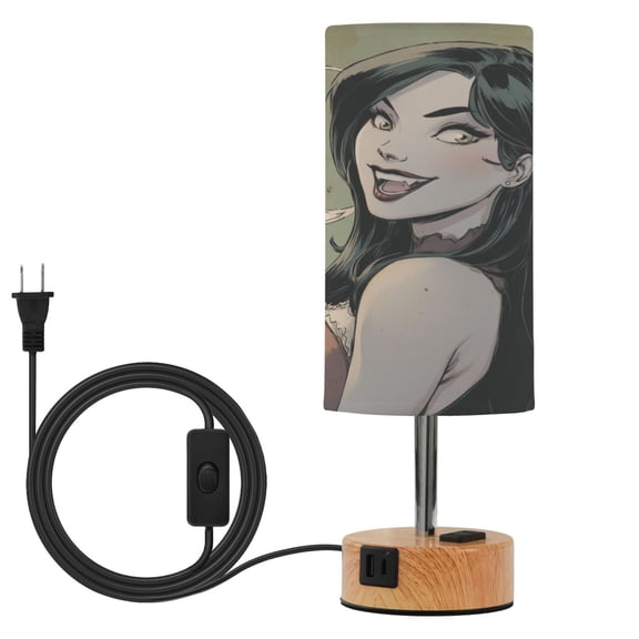 Touch-Control 3-Color Desk Lamp with Plug Energy-Saving LED + 3 Simultaneous Charging Ports Vampire Girl