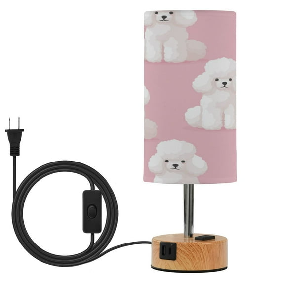 Touch-Control 3-Color Desk Lamp with Plug – Energy-Saving LED + 3 Simultaneous Charging Ports White Poodles