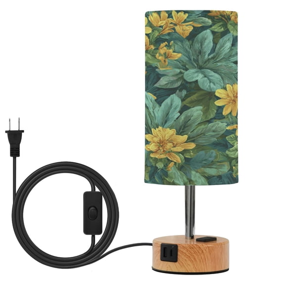 Touch-Control 3-Color Desk Lamp with Plug – Energy-Saving LED + 3 Simultaneous Charging Ports Yellow Chrysanthemum