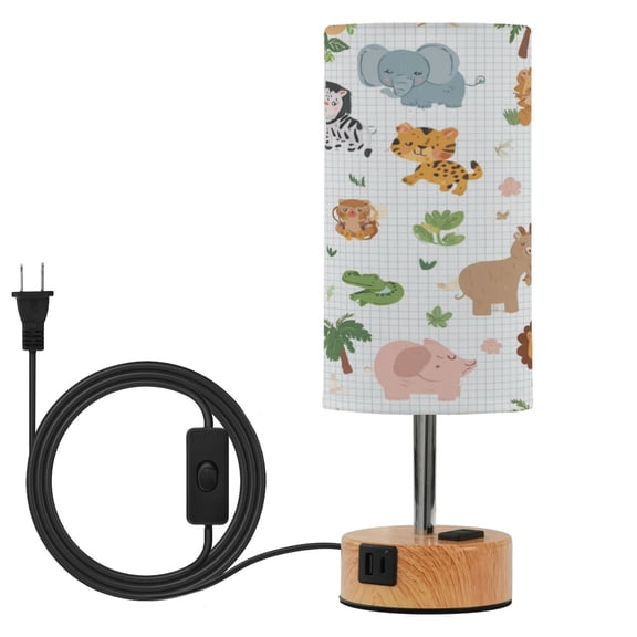 Touch-Control 3-Color Desk Lamp with Plug – Energy-Saving LED + 3 Simultaneous Charging Ports Zoo Party