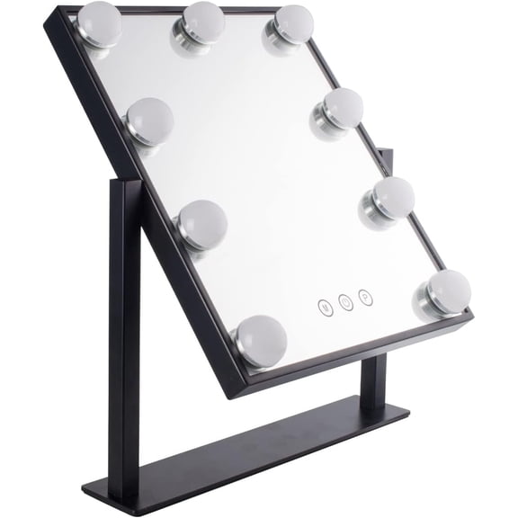 Touch Control 360 Rotatable Lighted Makeup Mirror with 9 Dimmable LED Lights & 10X Magnification