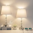 thumbnail image 1 of Touch Control Crystal Table Lamp Set of 2, 3 Way Dimmable Bedside Lamp with 2 USB Charging Ports, Modern Nightstand Lamp with White Shade, USB Touch Lamp for Living Room Bedroom, 6W Bulbs Included, 1 of 3