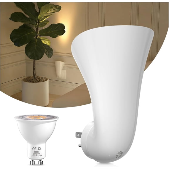 Touch Control GU10 Plug In Spotlight Uplights Indoor 360 Rotatable LED Night Lamp 3000K Warm White Non-dimmable Wall Lamp/Beside for Accent Lighting Behind TVs Cabinets Dark Corner