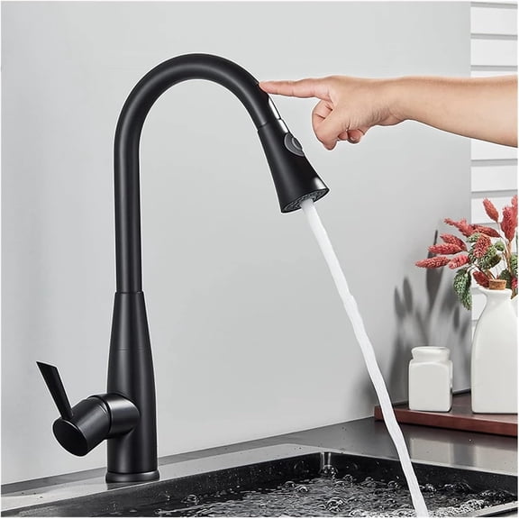 Touch Control Kitchen Faucets, Deck Mounted Matte Black Sensitive Smart Sensor Hot and Cold Water Kitchen Mixer Tap