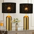thumbnail image 1 of Touch Control Lamps Set of 2 Gold Table Lamps 3-Way Dimmable with USB A+C Ports Tall Modern End Table Lamps for Living Room Bedside Nightstand Bedroom Brass Lamp,Black Hallow Shade, 22“, 1 of 14