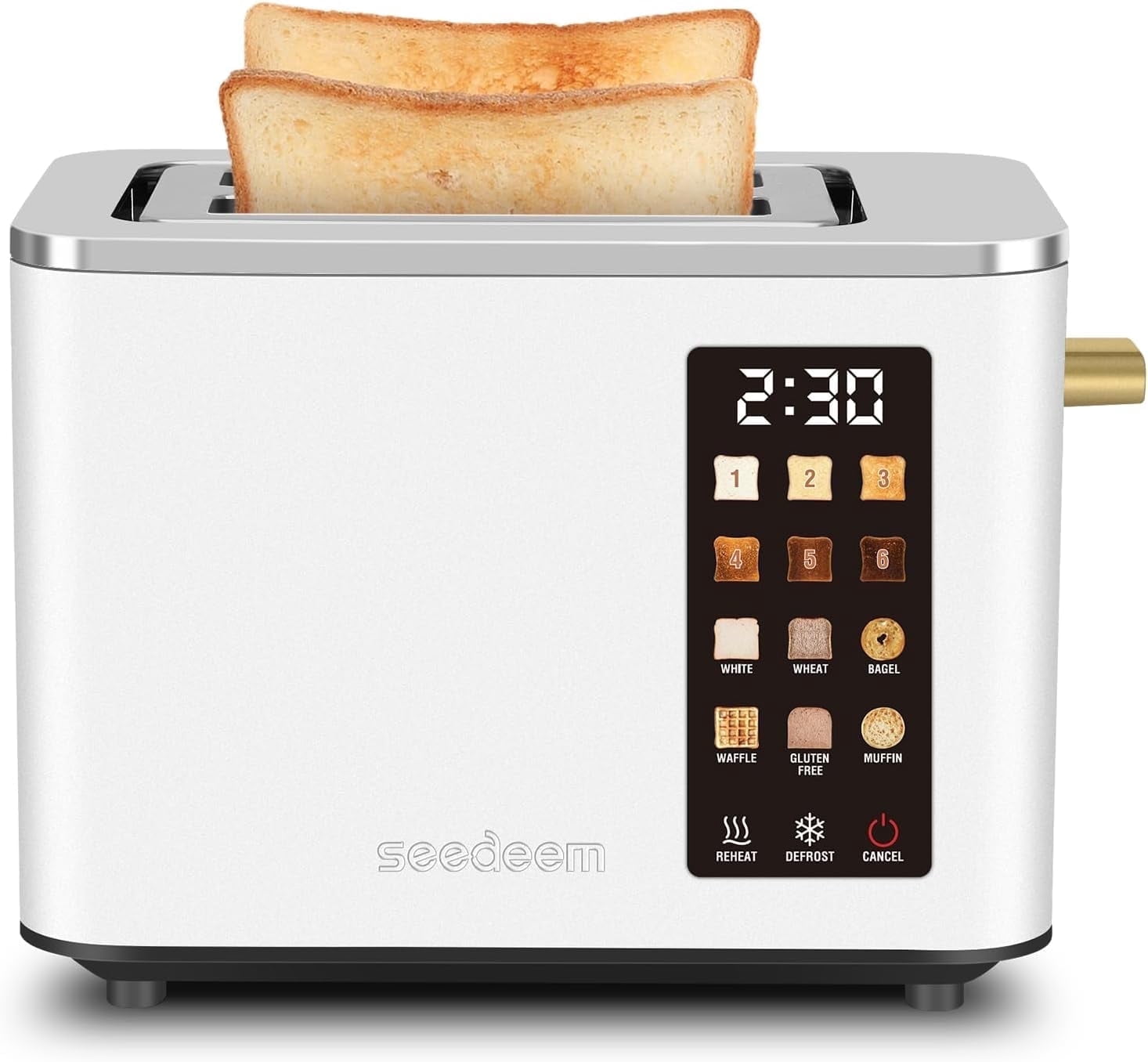 Touch Control Screen Toaster, Smart Stainless Toaster, 6 Shade Setting, 6 Bread Selection, Countdown, Removable Crumb Tray, 900W, Peach Pink