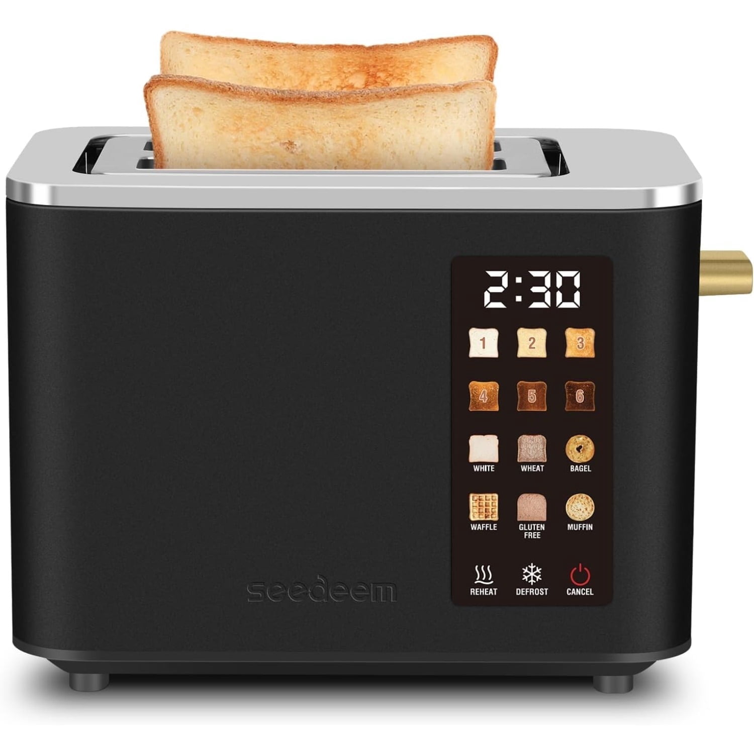 Touch Control Screen Toaster, Smart Stainless Toaster, 6 Shade Setting, 6 Bread Selection, Countdown, Removable Crumb Tray, 900W, Peach Pink