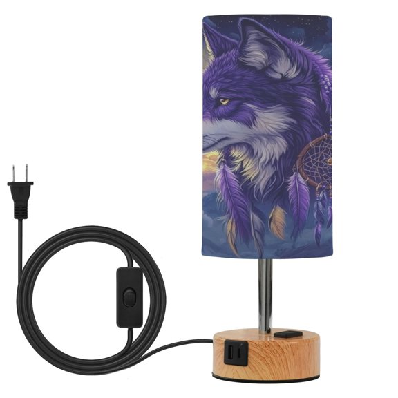 Touch Control Table Lamp with LED Bulb Bedside Lamp for Bedroom Living Room A Beautiful Wolf