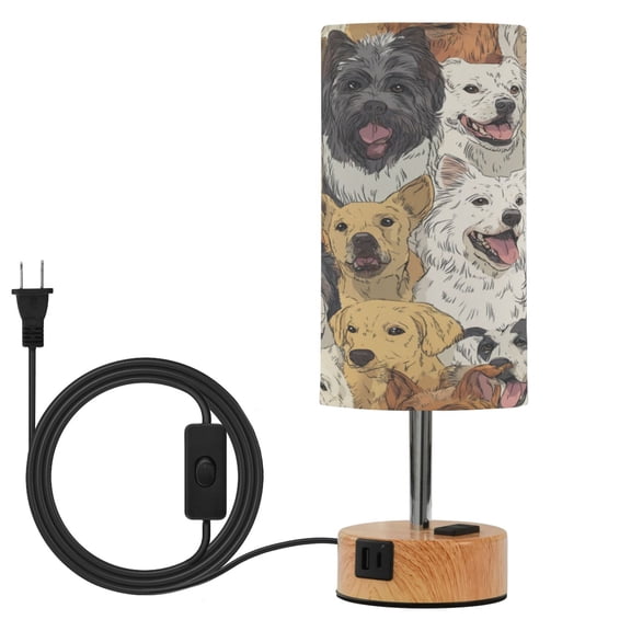 Touch Control Table Lamp with LED Bulb Bedside Lamp for Bedroom Living Room A Large Group Of Dogs
