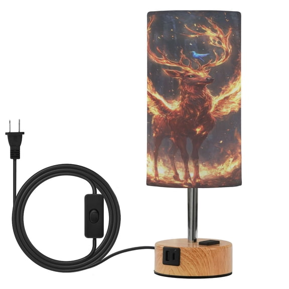 Touch Control Table Lamp with LED Bulb Bedside Lamp for Bedroom Living Room A Mythical Deer