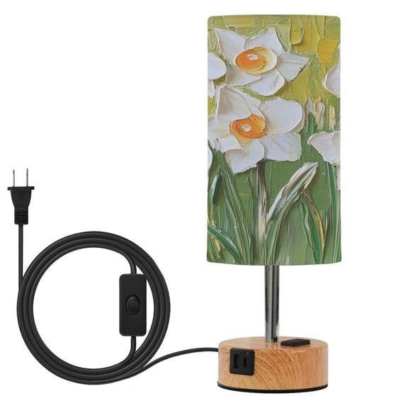 Touch Control Table Lamp with LED Bulb Bedside Lamp for Bedroom Living Room Abstract Oil Painting Of Daffodils