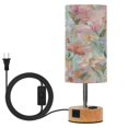 thumbnail image 1 of Touch Control Table Lamp with LED Bulb Bedside Lamp for Bedroom Living Room Abstract Pink Floral Pattern, 1 of 8