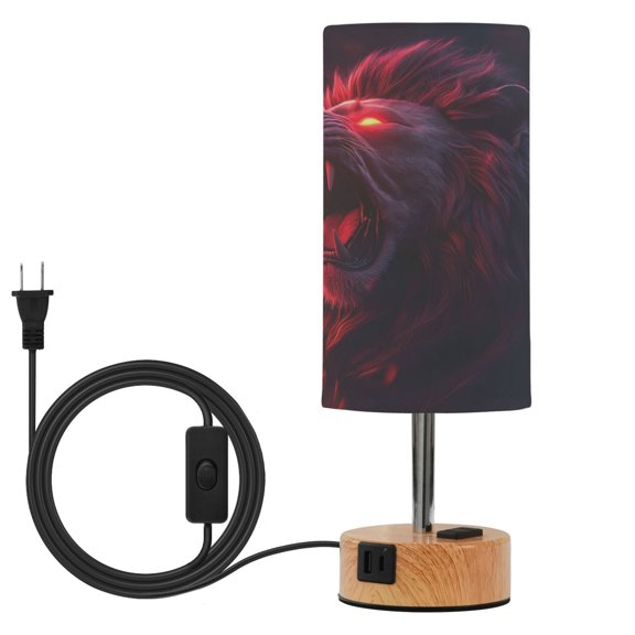 Touch Control Table Lamp with LED Bulb Bedside Lamp for Bedroom Living Room An Angry Roaring Lion
