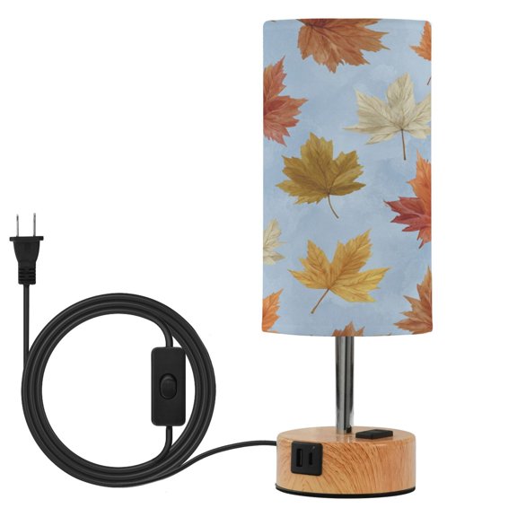 Touch Control Table Lamp with LED Bulb Bedside Lamp for Bedroom Living Room Autumn Maple Leaves