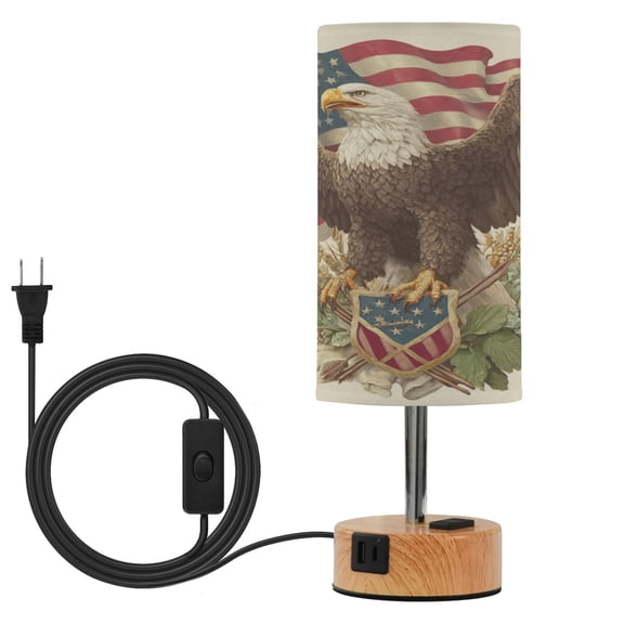 Touch Control Table Lamp with LED Bulb Bedside Lamp for Bedroom Living Room Bald Eagle Motif