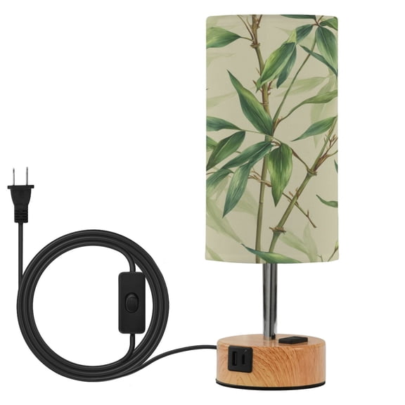 Touch Control Table Lamp with LED Bulb Bedside Lamp for Bedroom Living Room Bamboo Pattern