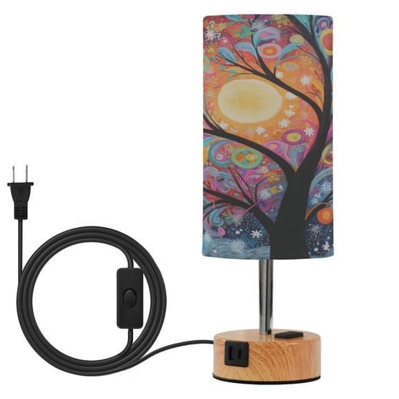 Touch Control Table Lamp with LED Bulb Bedside Lamp for Bedroom Living Room Beautiful Abstract Tree Painting