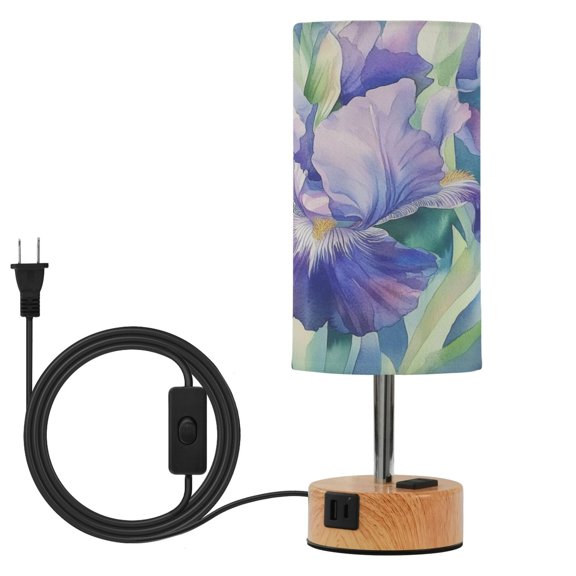 Touch Control Table Lamp with LED Bulb Bedside Lamp for Bedroom Living Room Beautiful Iris Flower