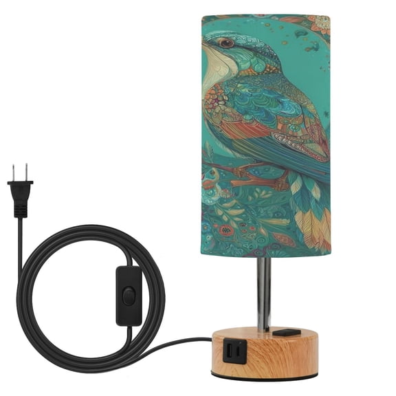 Touch Control Table Lamp with LED Bulb Bedside Lamp for Bedroom Living Room Beautiful Psychedelic Bird
