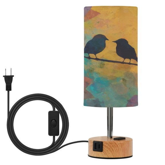 Touch Control Table Lamp with LED Bulb Bedside Lamp for Bedroom Living Room Birds on A Wire