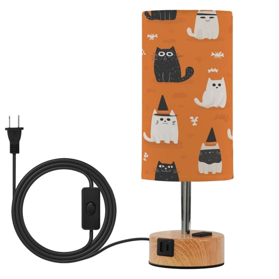 Touch Control Table Lamp with LED Bulb Bedside Lamp for Bedroom Living Room Black Cat and White Cat