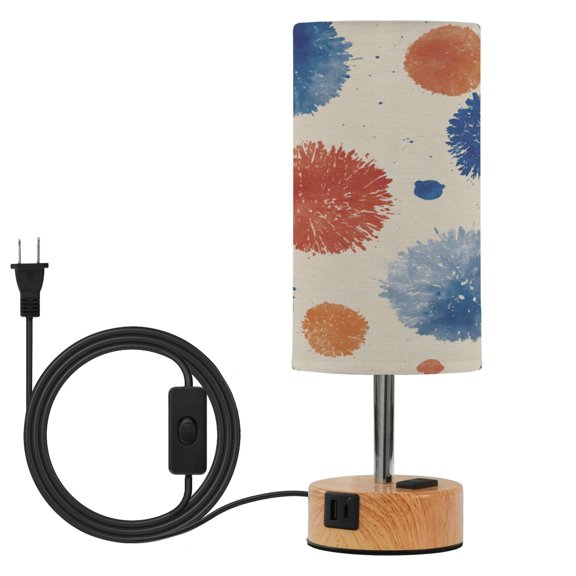 Touch Control Table Lamp with LED Bulb Bedside Lamp for Bedroom Living Room Blue Splashes Artistic Pattern