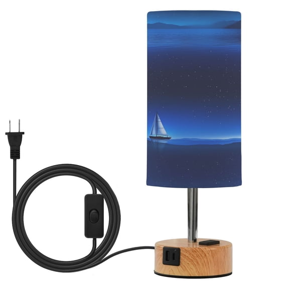 Touch Control Table Lamp with LED Bulb Bedside Lamp for Bedroom Living Room Blue Starry Sky Sailing Boat