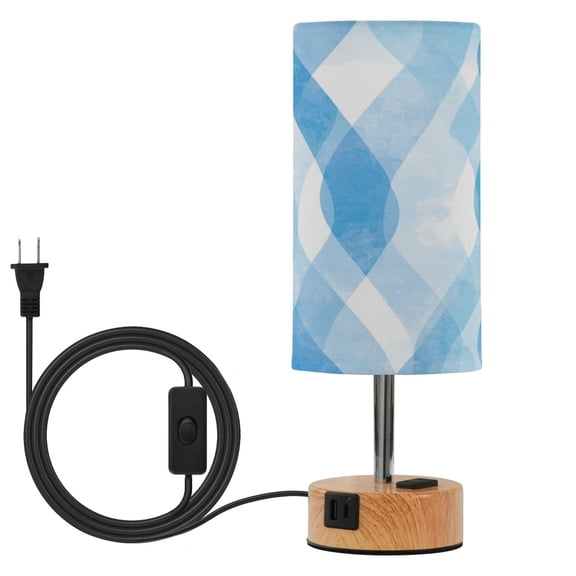 Touch Control Table Lamp with LED Bulb Bedside Lamp for Bedroom Living Room Blue Watercolor Wavy
