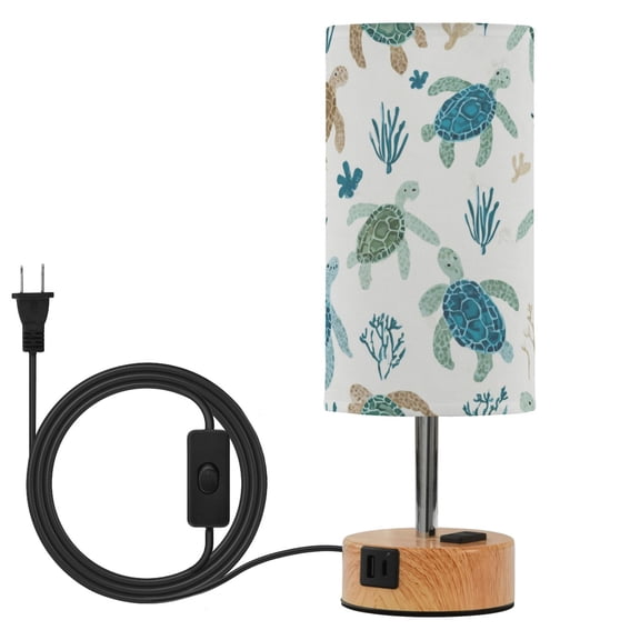 Touch Control Table Lamp with LED Bulb Bedside Lamp for Bedroom Living Room Blue and Green Turtles