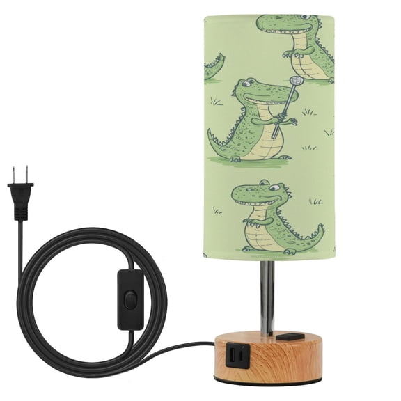 Touch Control Table Lamp with LED Bulb Bedside Lamp for Bedroom Living Room Cartoon Alligators Playing Golf