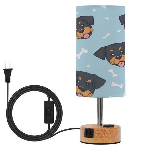 Touch Control Table Lamp with LED Bulb Bedside Lamp for Bedroom Living Room Cartoon Dog Faces and Bones