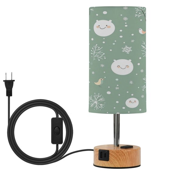 Touch Control Table Lamp with LED Bulb Bedside Lamp for Bedroom Living Room Cartoon Winter Elements