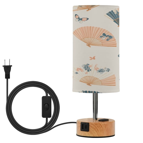 Touch Control Table Lamp with LED Bulb Bedside Lamp for Bedroom Living Room Chinese Fans Pattern
