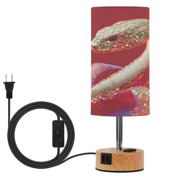 Touch Control Table Lamp with LED Bulb Bedside Lamp for Bedroom Living Room Colorful Scales Snake