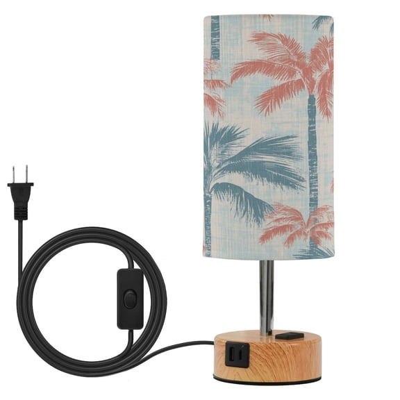 Touch Control Table Lamp with LED Bulb Bedside Lamp for Bedroom Living Room Coral Palm Trees