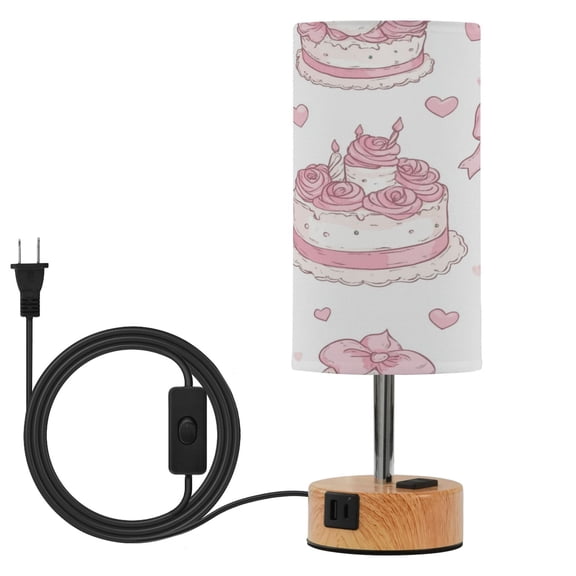 Touch Control Table Lamp with LED Bulb Bedside Lamp for Bedroom Living Room Cute Birthday Cake