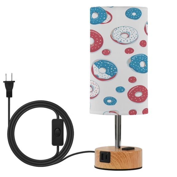 Touch Control Table Lamp with LED Bulb Bedside Lamp for Bedroom Living Room Cute Doughnuts Pattern