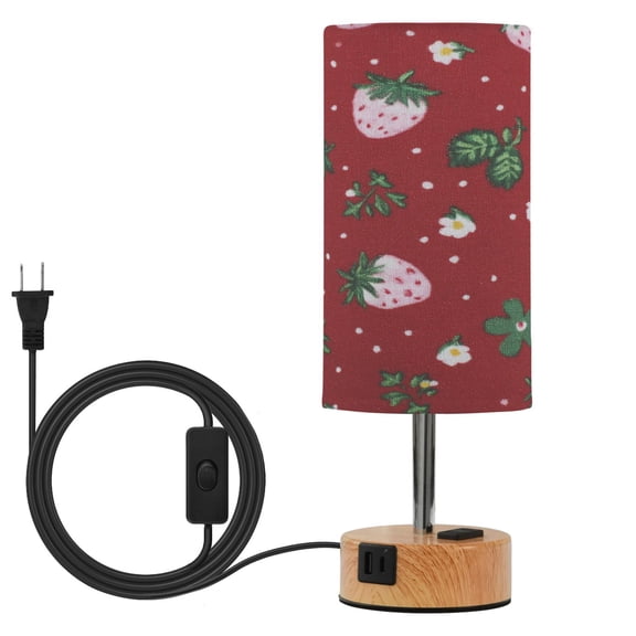 Touch Control Table Lamp with LED Bulb Bedside Lamp for Bedroom Living Room Cute Pink Strawberry Pattern
