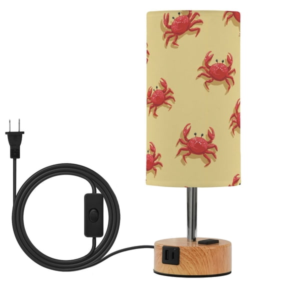 Touch Control Table Lamp with LED Bulb Bedside Lamp for Bedroom Living Room Cute Red Crabs Pattern