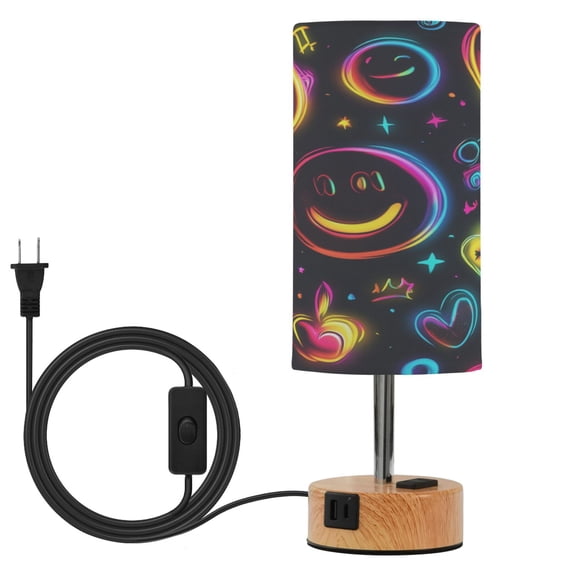 Touch Control Table Lamp with LED Bulb Bedside Lamp for Bedroom Living Room Cute Smiling Faces