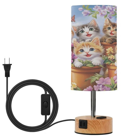 Touch Control Table Lamp with LED Bulb Bedside Lamp for Bedroom Living Room Cute Smiling Kitten