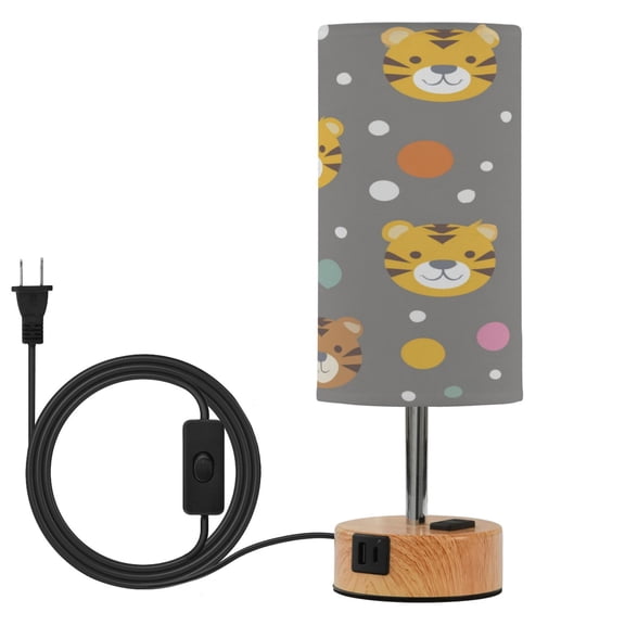 Touch Control Table Lamp with LED Bulb Bedside Lamp for Bedroom Living Room Cute Tiger Face Pattern