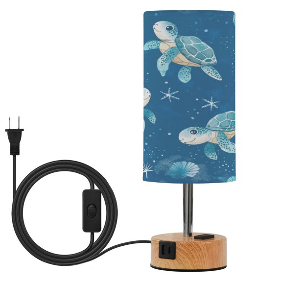 Touch Control Table Lamp with LED Bulb Bedside Lamp for Bedroom Living Room Cute Turtles Pattern