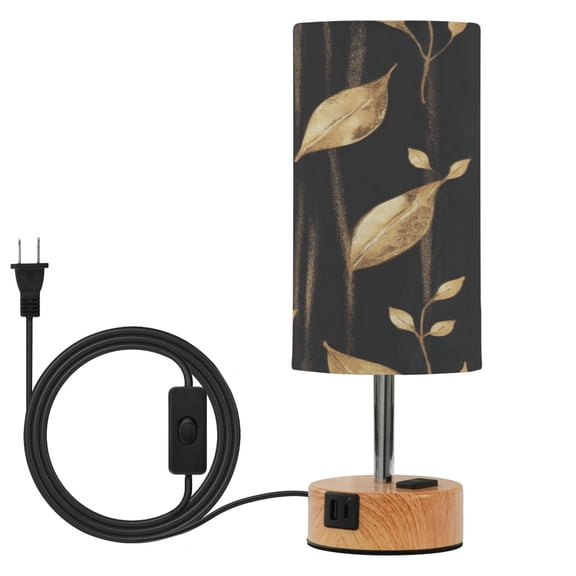 Touch Control Table Lamp with LED Bulb Bedside Lamp for Bedroom Living Room Delicate Gold Leaf Pattern