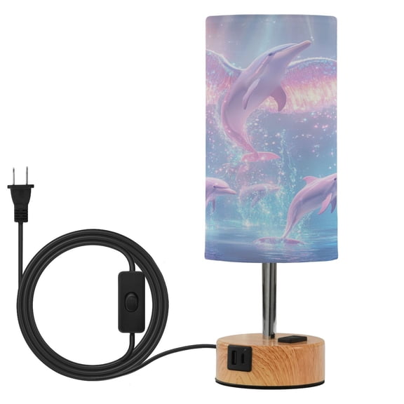 Touch Control Table Lamp with LED Bulb Bedside Lamp for Bedroom Living Room Dolphins and Birds