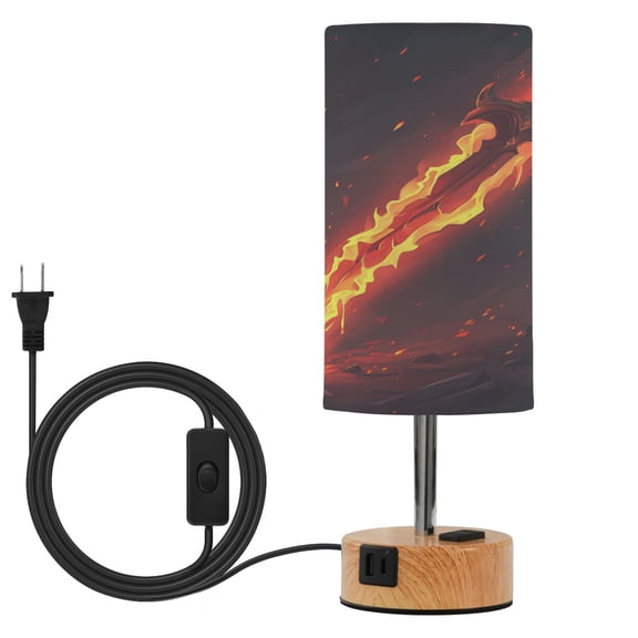 Touch Control Table Lamp with LED Bulb Bedside Lamp for Bedroom Living Room Flaming Sword