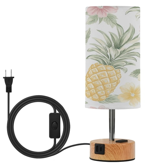 Touch Control Table Lamp with LED Bulb Bedside Lamp for Bedroom Living Room Floral Pineapple Pattern
