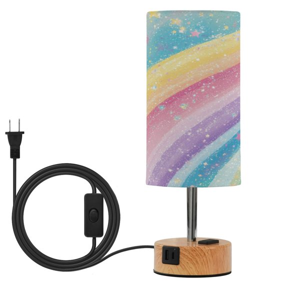 Touch Control Table Lamp with LED Bulb Bedside Lamp for Bedroom Living Room Glittery Rainbow
