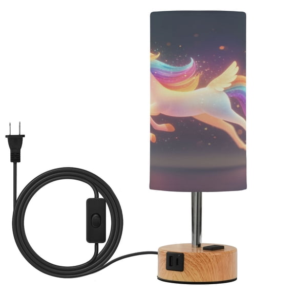 Touch Control Table Lamp with LED Bulb Bedside Lamp for Bedroom Living Room Glowing Flying Unicorn