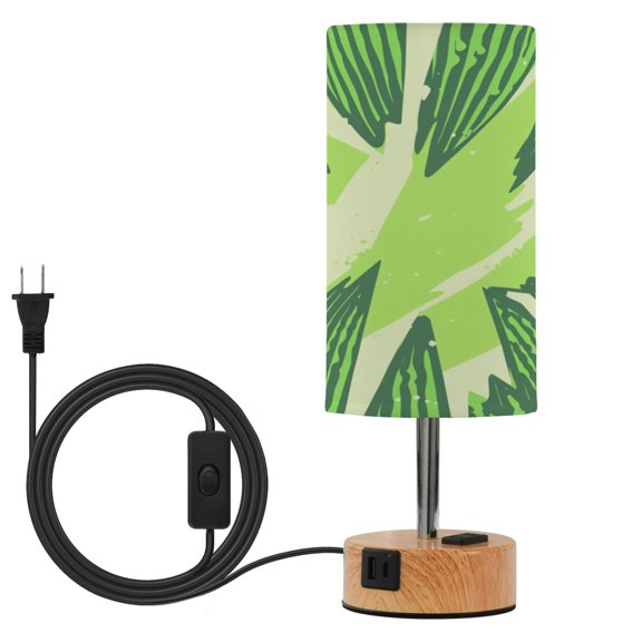 Touch Control Table Lamp with LED Bulb Bedside Lamp for Bedroom Living Room Green Lightning Bolts Pattern